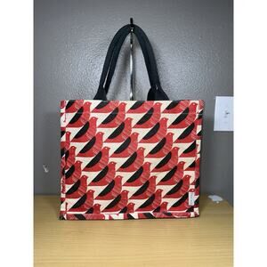 Orla Kiely Red Bird Bag Jute Tote White Reuse Eco Sturdy Multi Use Tesco UK